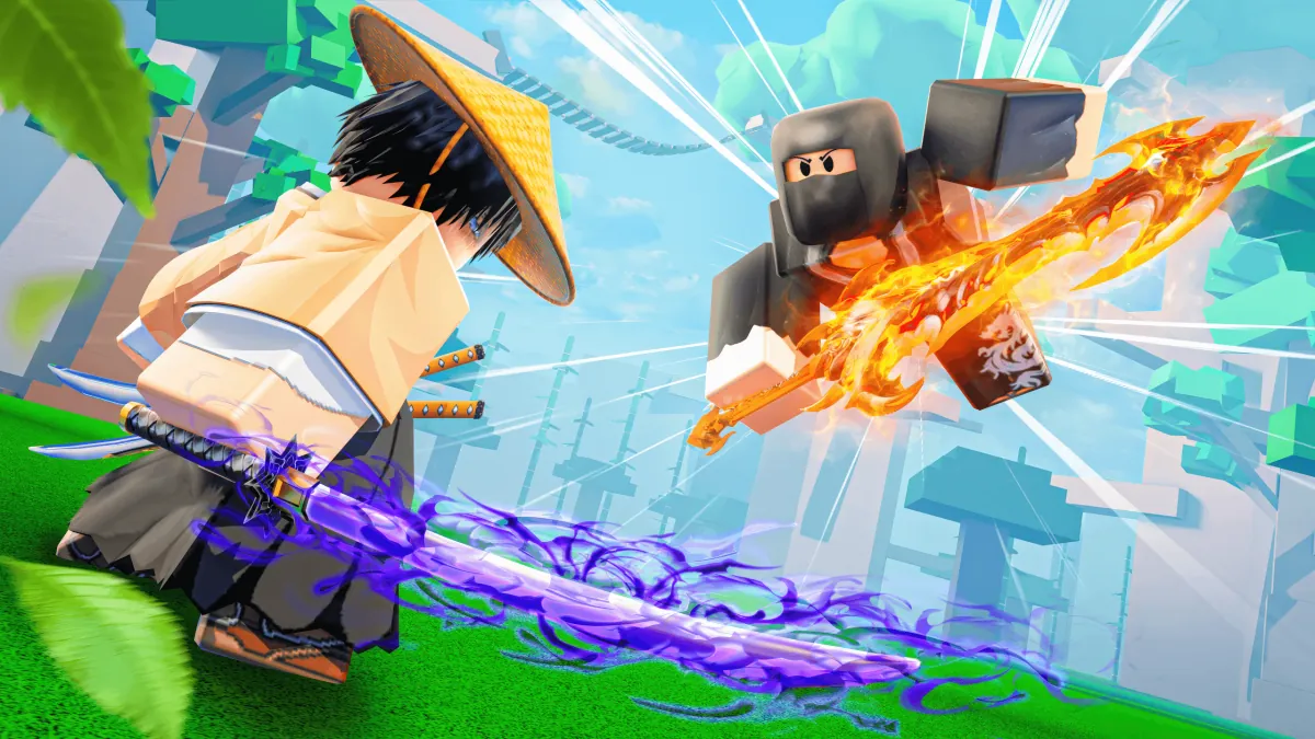 Ninjas facing a powerful purple opponent at the dojo