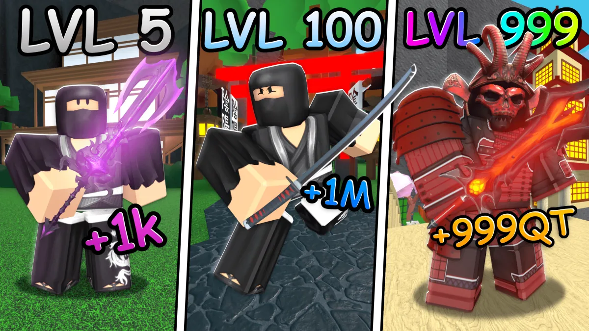Ninjas progressing from level one to level 999